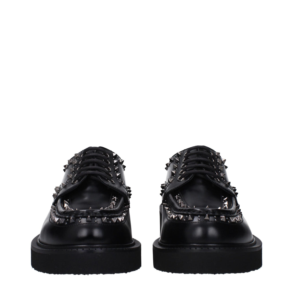 Valentino Garavani Black Leather Oxfords And Derbies