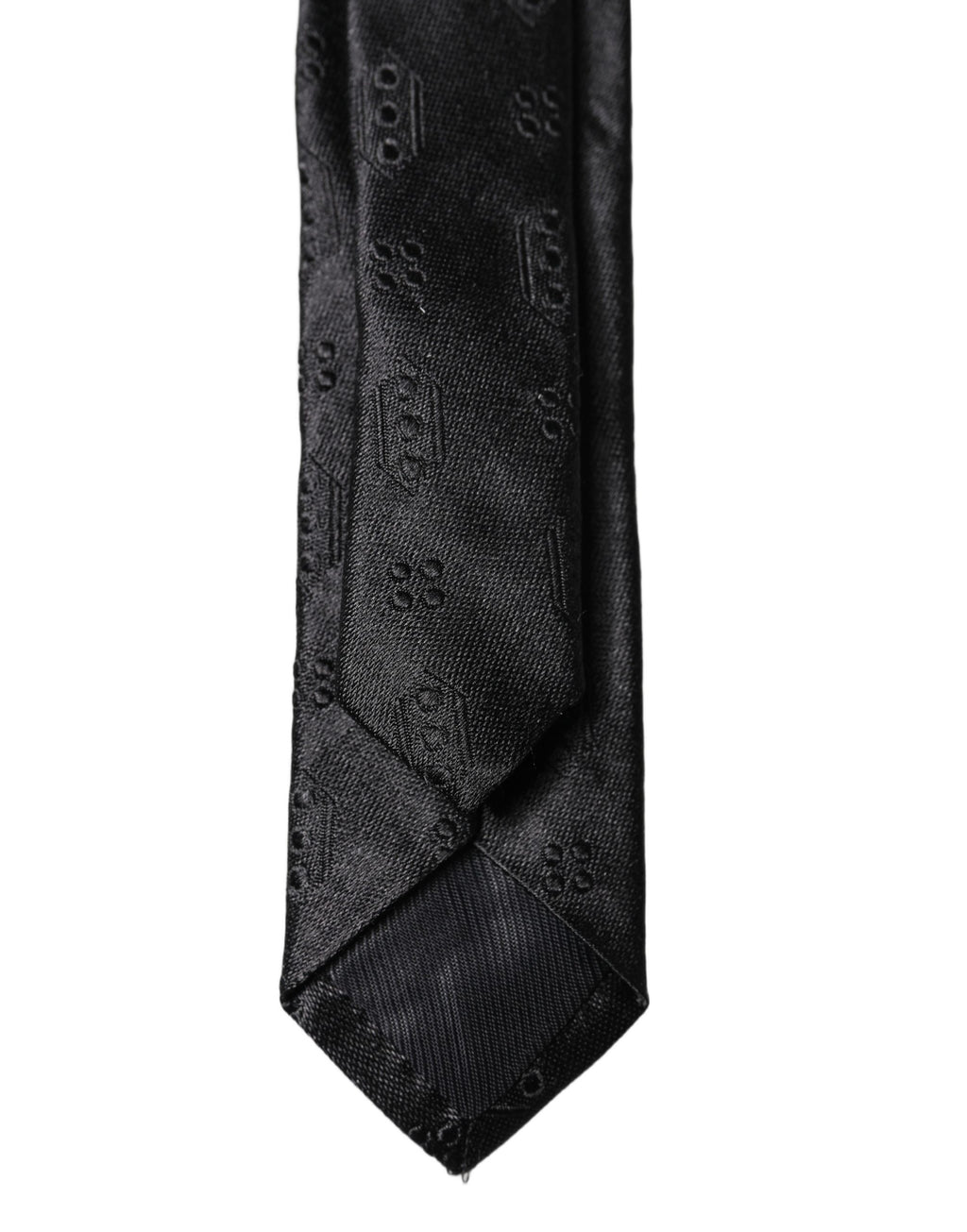 Dolce & Gabbana Black Patterned 100% Silk Adjustable Men Necktie Tie