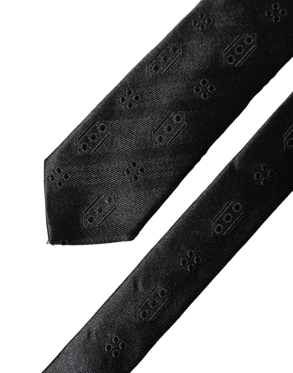 Dolce & Gabbana Black Patterned 100% Silk Adjustable Men Necktie Tie