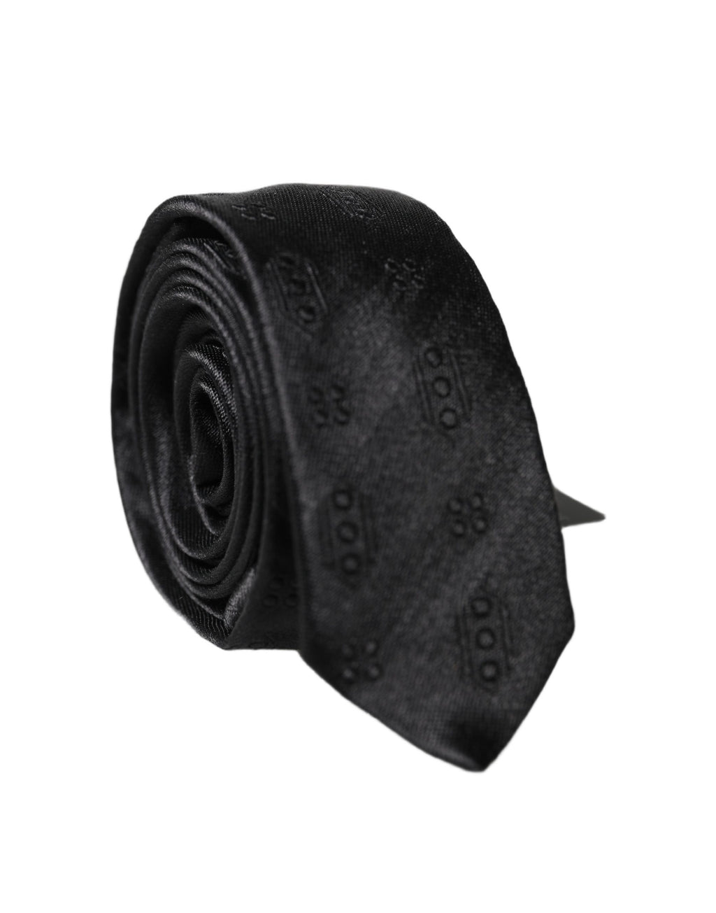 Dolce & Gabbana Black Patterned 100% Silk Adjustable Men Necktie Tie