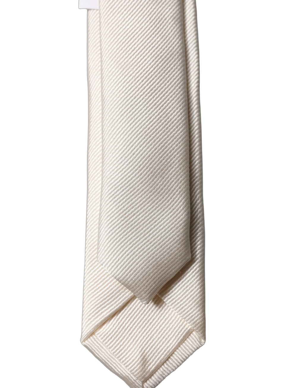 Dolce & Gabbana Off White Solid 100% Silk Adjustable Men Tied Necktie Tie