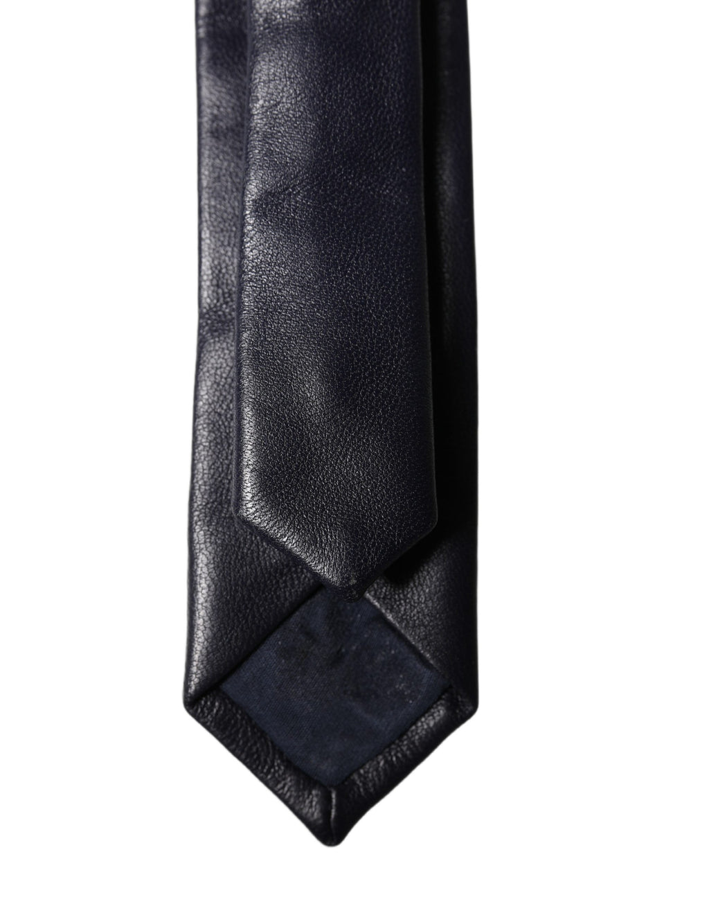 Dolce & Gabbana Black Solid Lamb Leather Adjustable Men Tied Necktie Tie