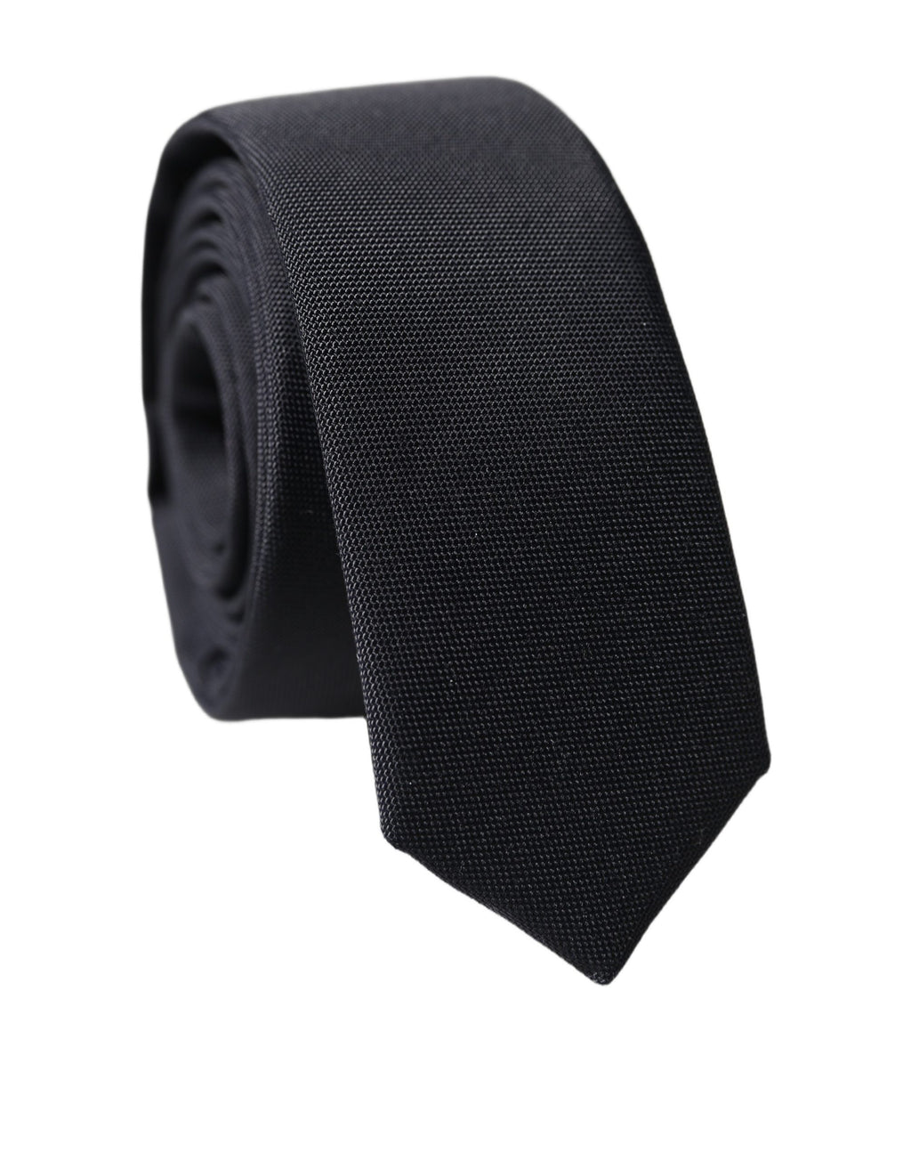 Dolce & Gabbana Black Solid Lamb Leather Adjustable Men Tied Necktie Tie