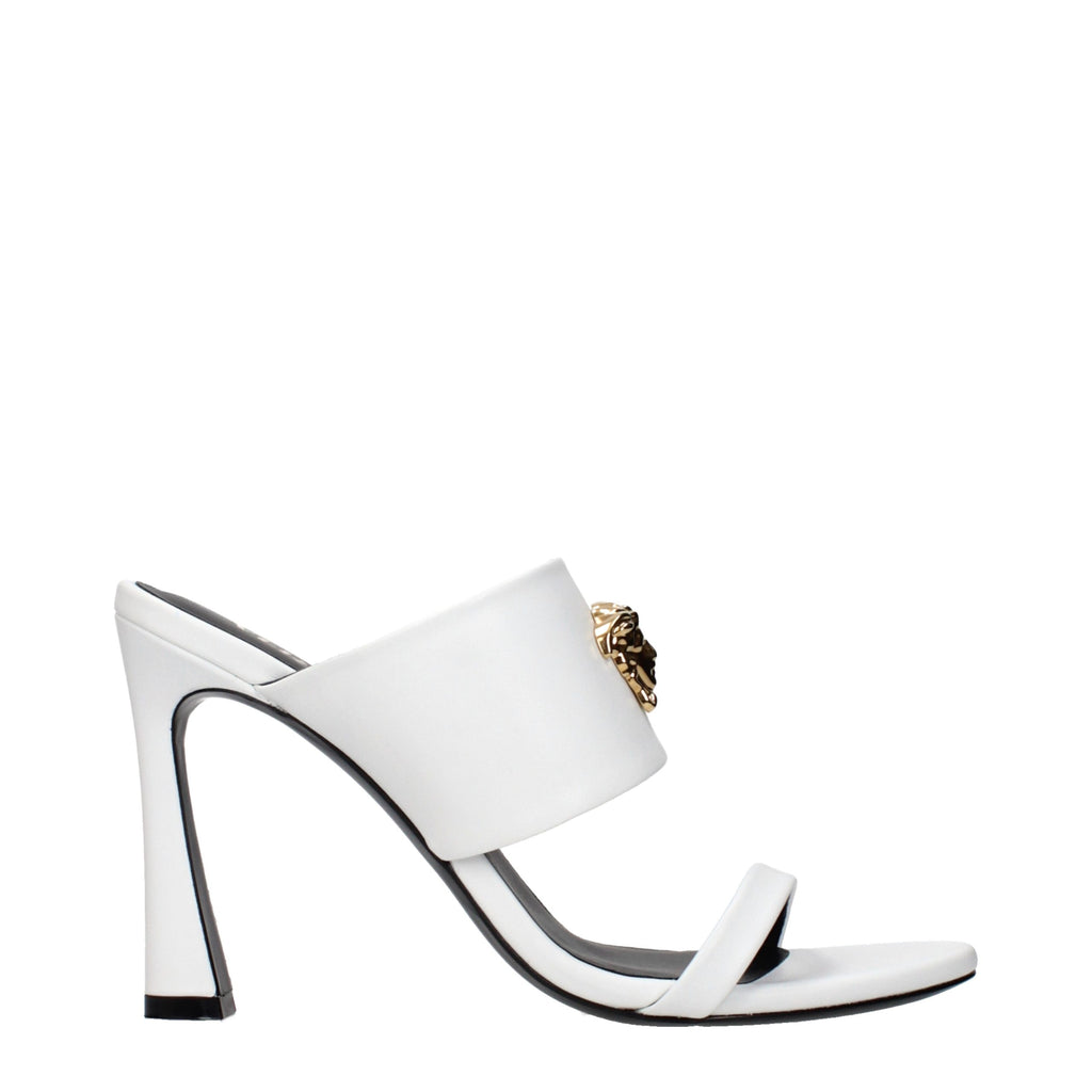 Versace White Leather Stiletto Heel Sandals