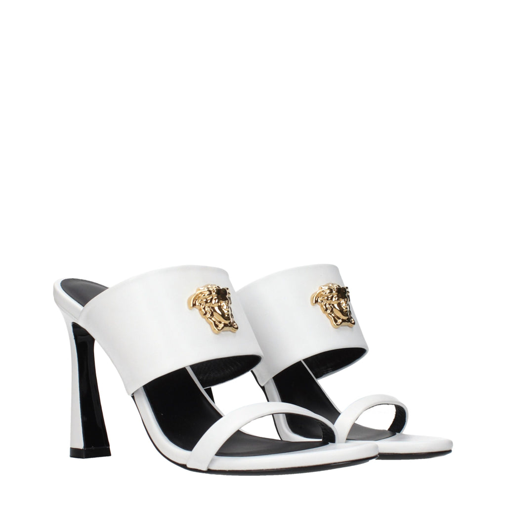 Versace White Leather Stiletto Heel Sandals