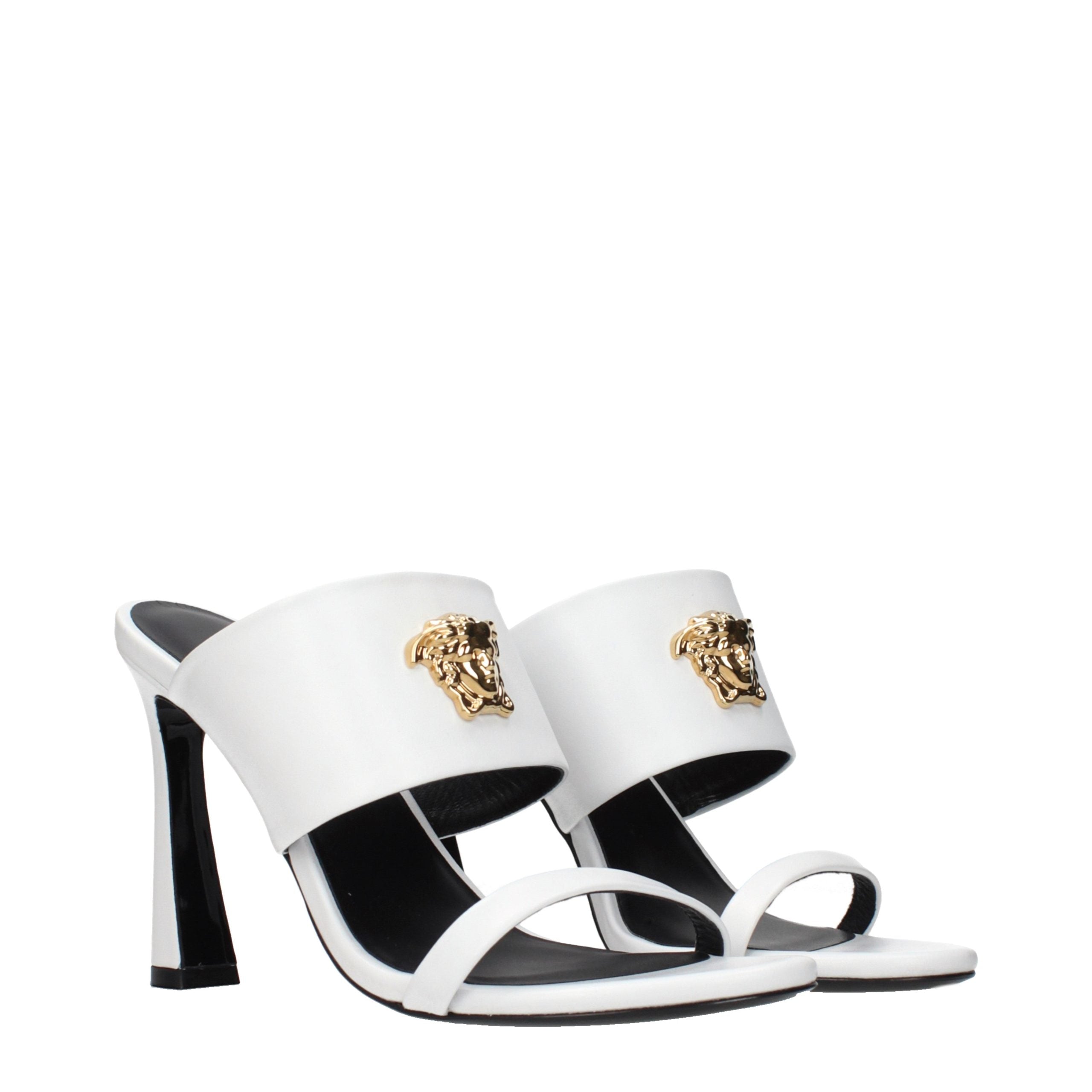 Versace White Leather Stiletto Heel Sandals
