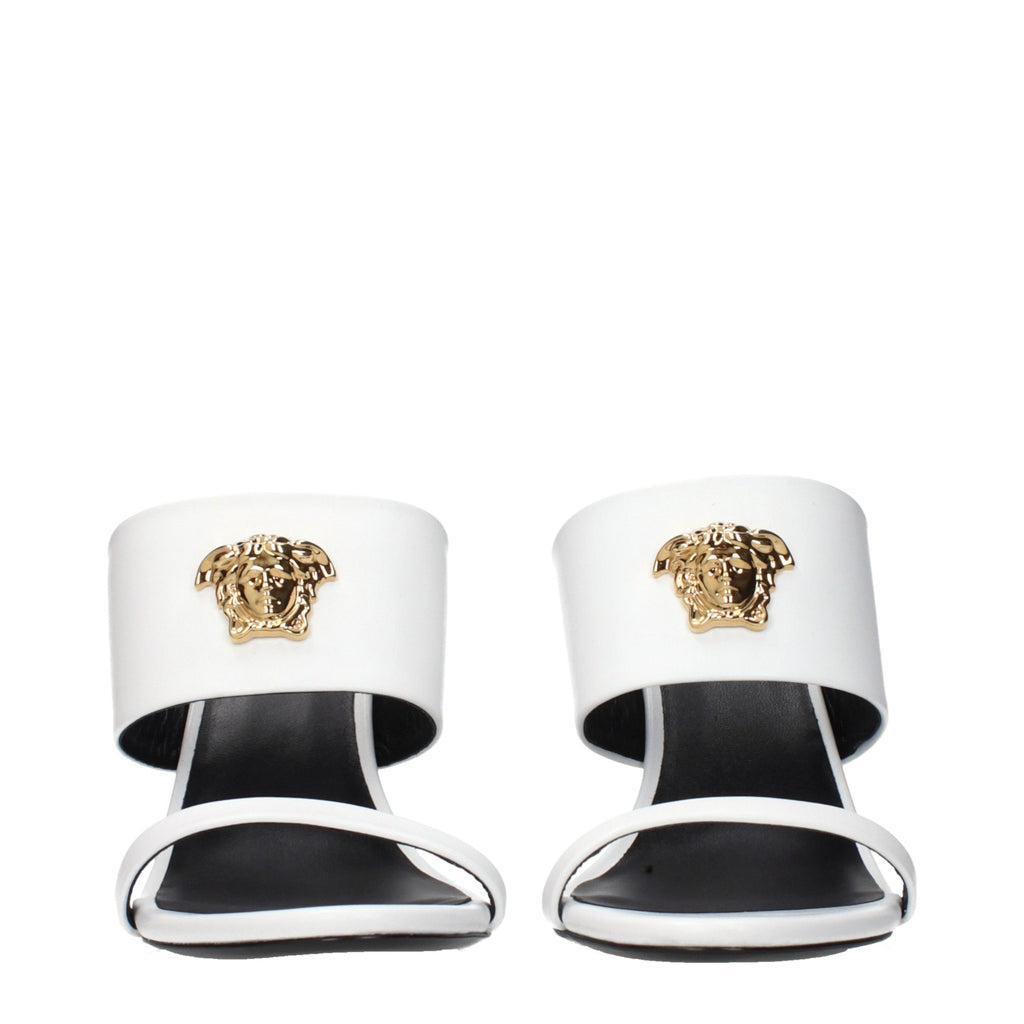Versace White Leather Stiletto Heel Sandals