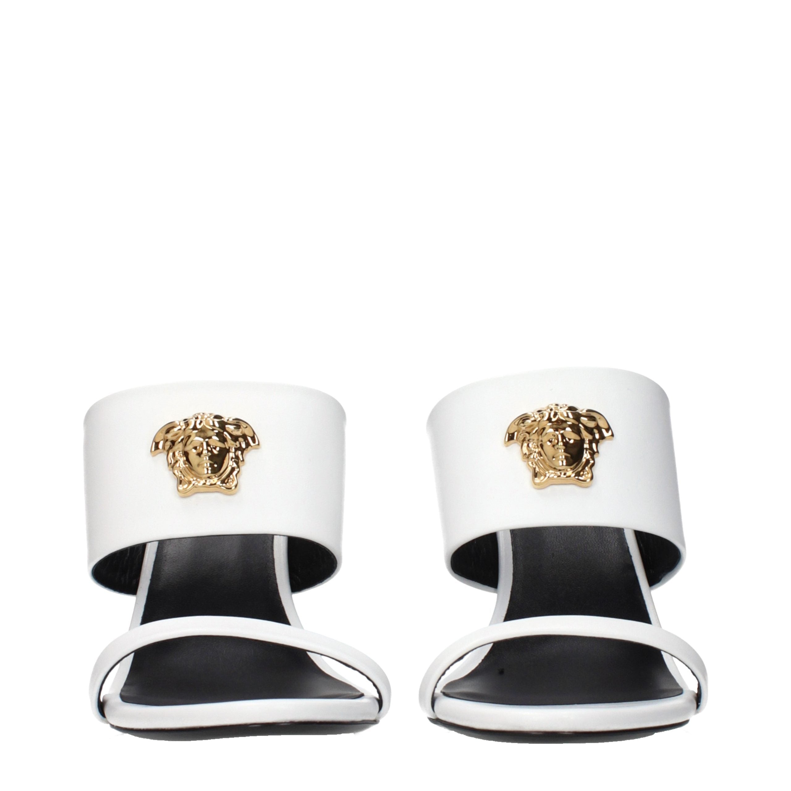 Versace White Leather Stiletto Heel Sandals