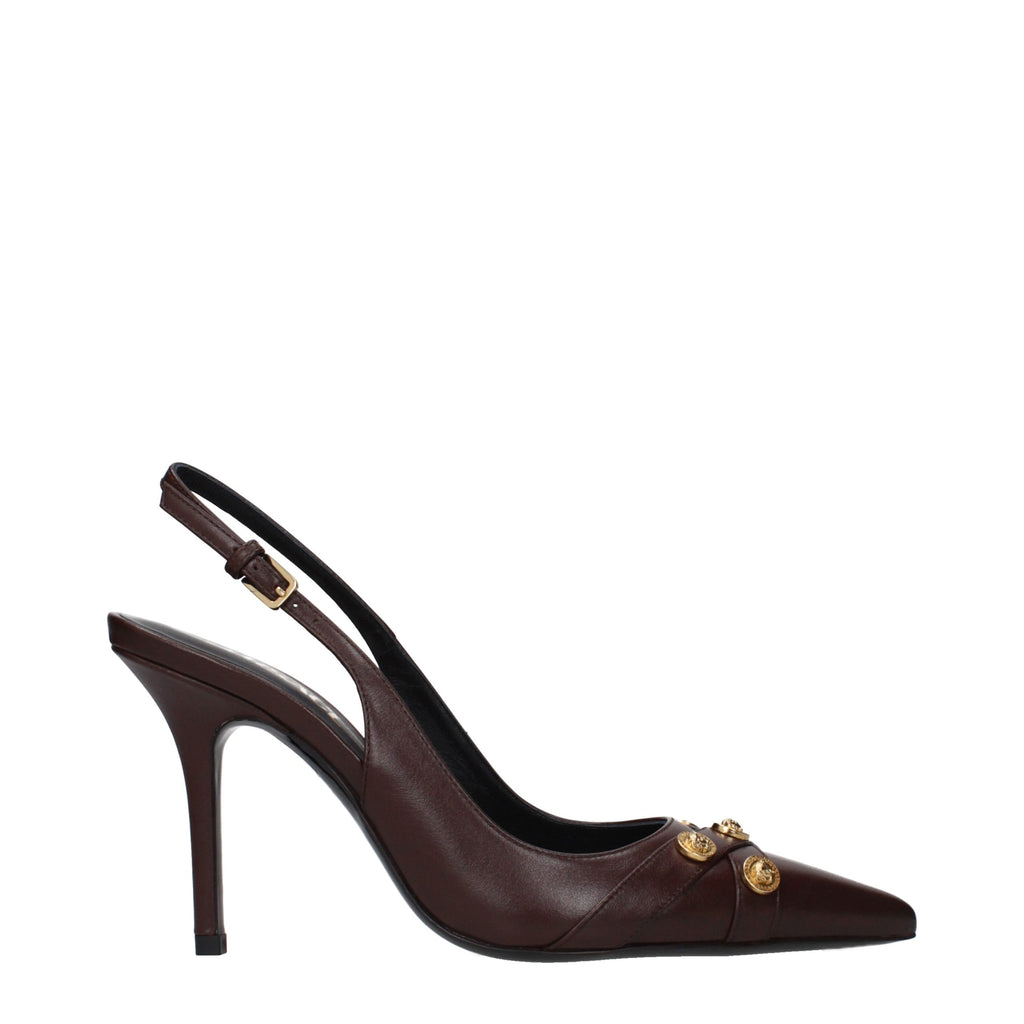 Versace Brown Leather High Heel Pumps