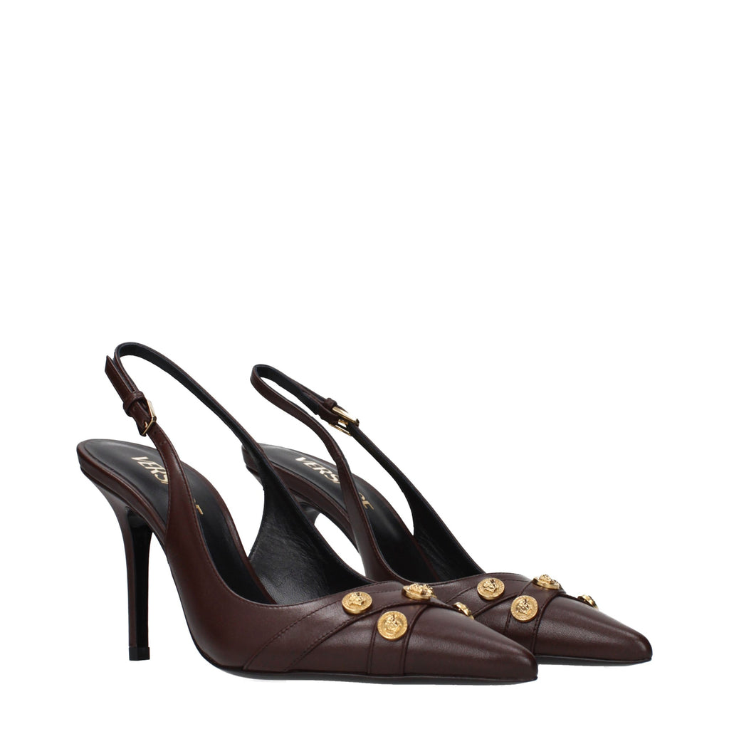 Versace Brown Leather High Heel Pumps
