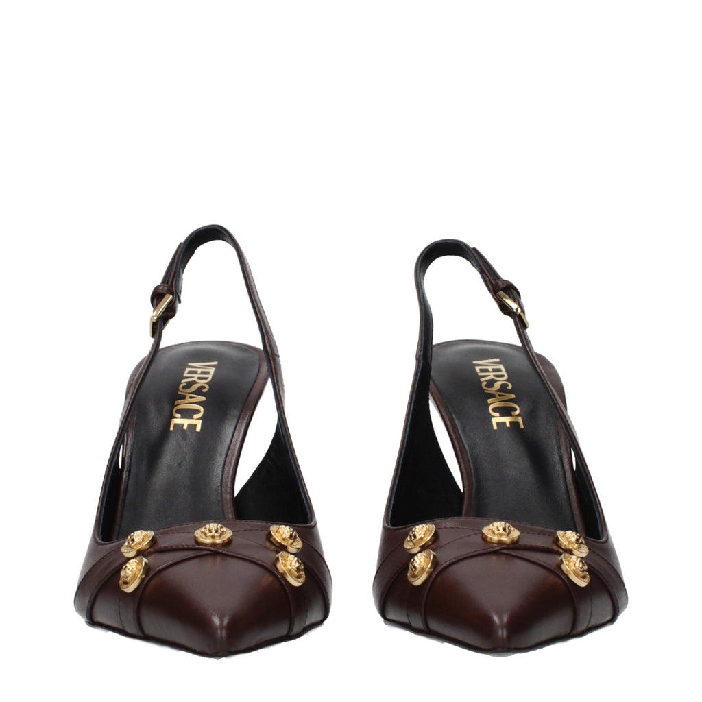 Versace Brown Leather High Heel Pumps