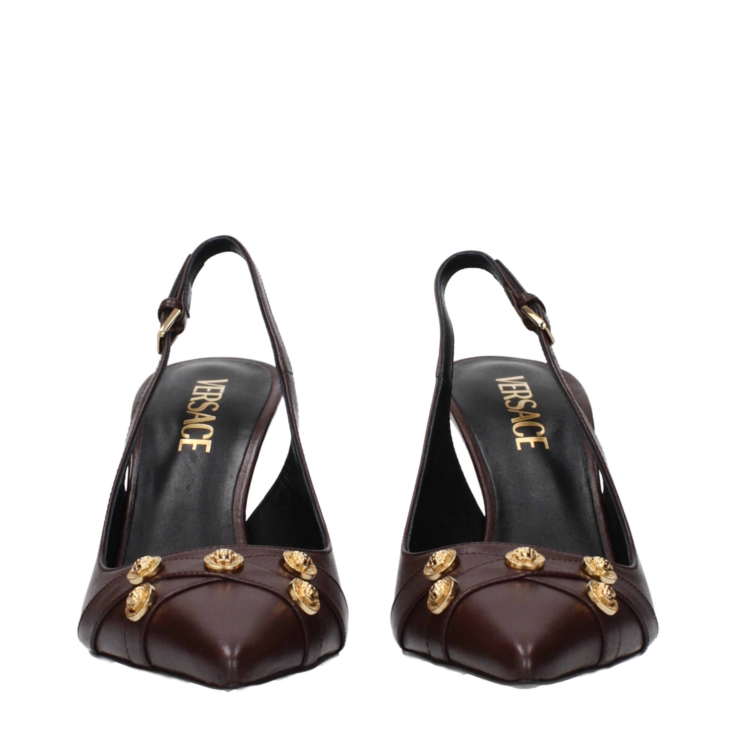 Versace Brown Leather High Heel Pumps