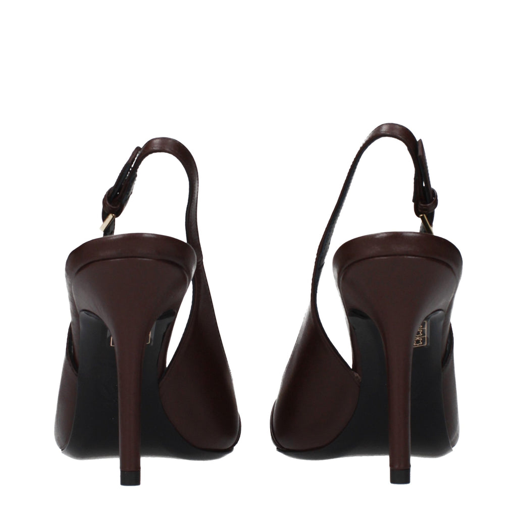 Versace Brown Leather High Heel Pumps