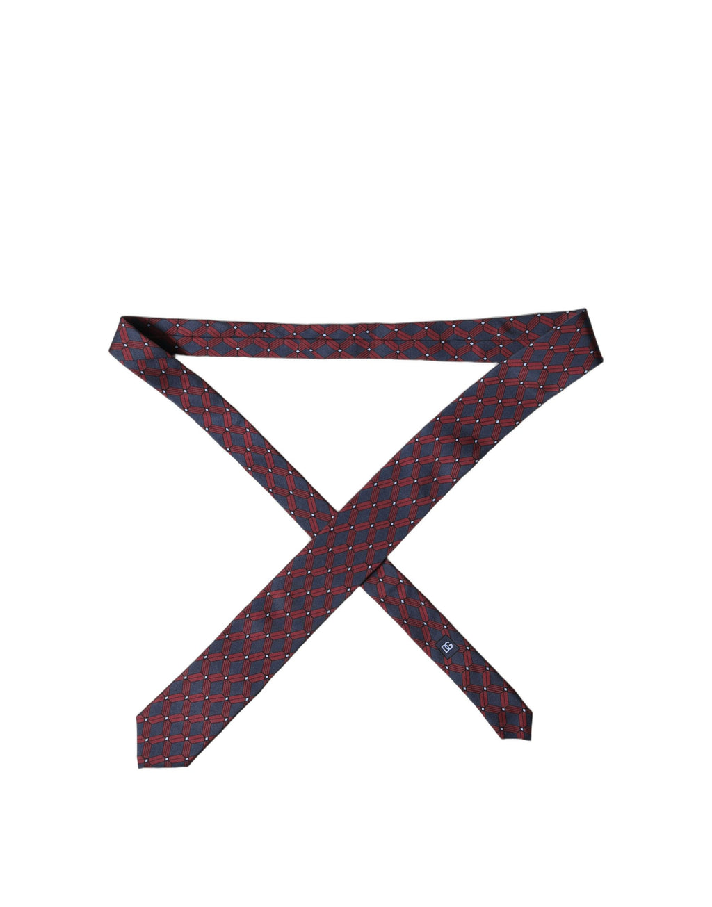 Dolce & Gabbana Blue Red Patterned 100% Silk Adjustable Men Necktie Tie