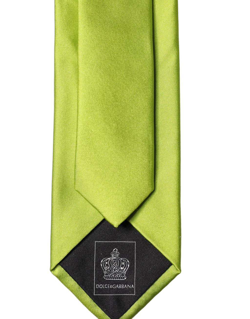 Dolce & Gabbana Neon Green Silk Satin Wide Adjustable Men Necktie Tie