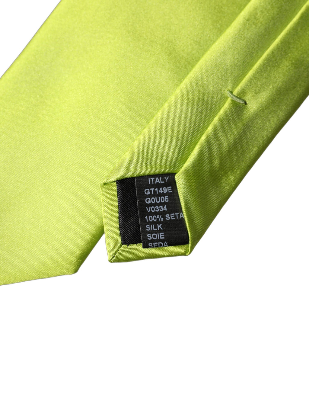 Dolce & Gabbana Neon Green Silk Satin Wide Adjustable Men Necktie Tie