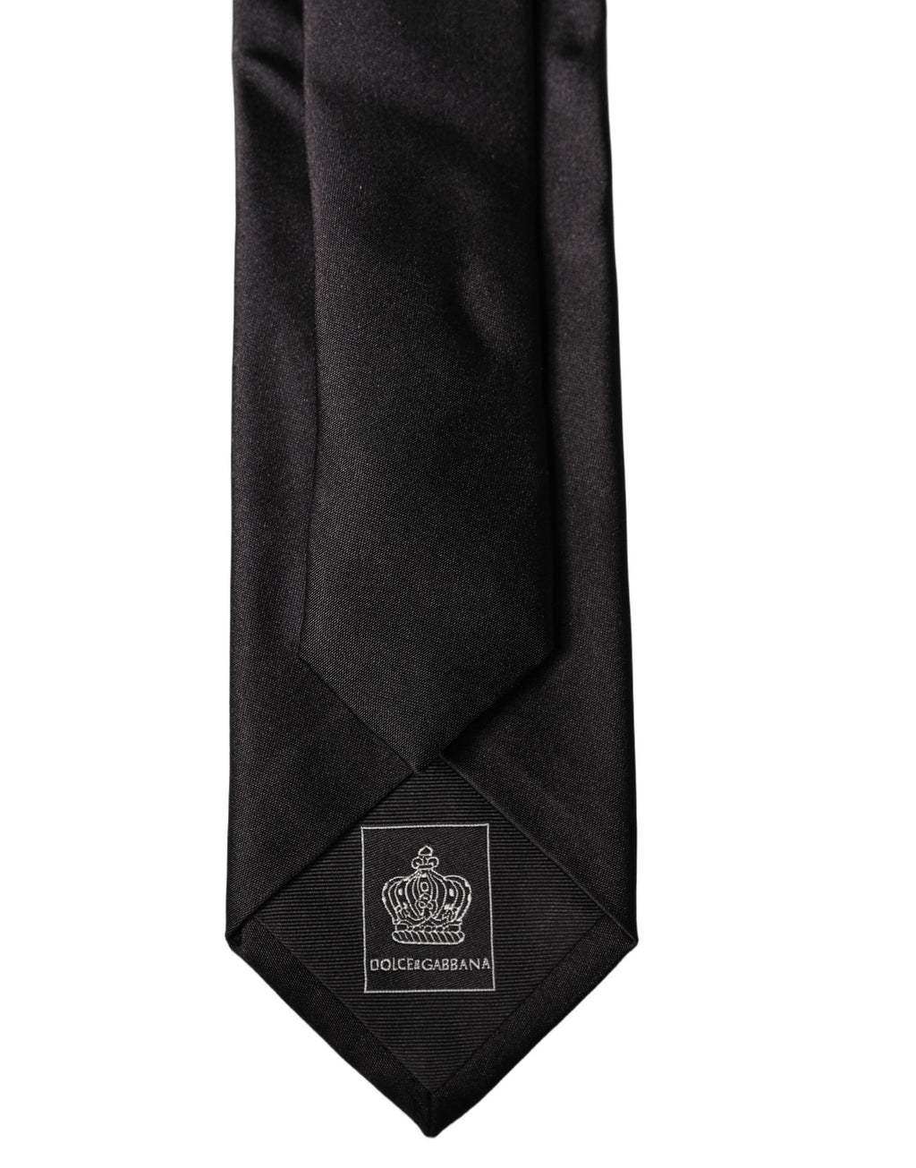 Dolce & Gabbana Black Solid Silk Satin Wide Adjustable Men Necktie Tie