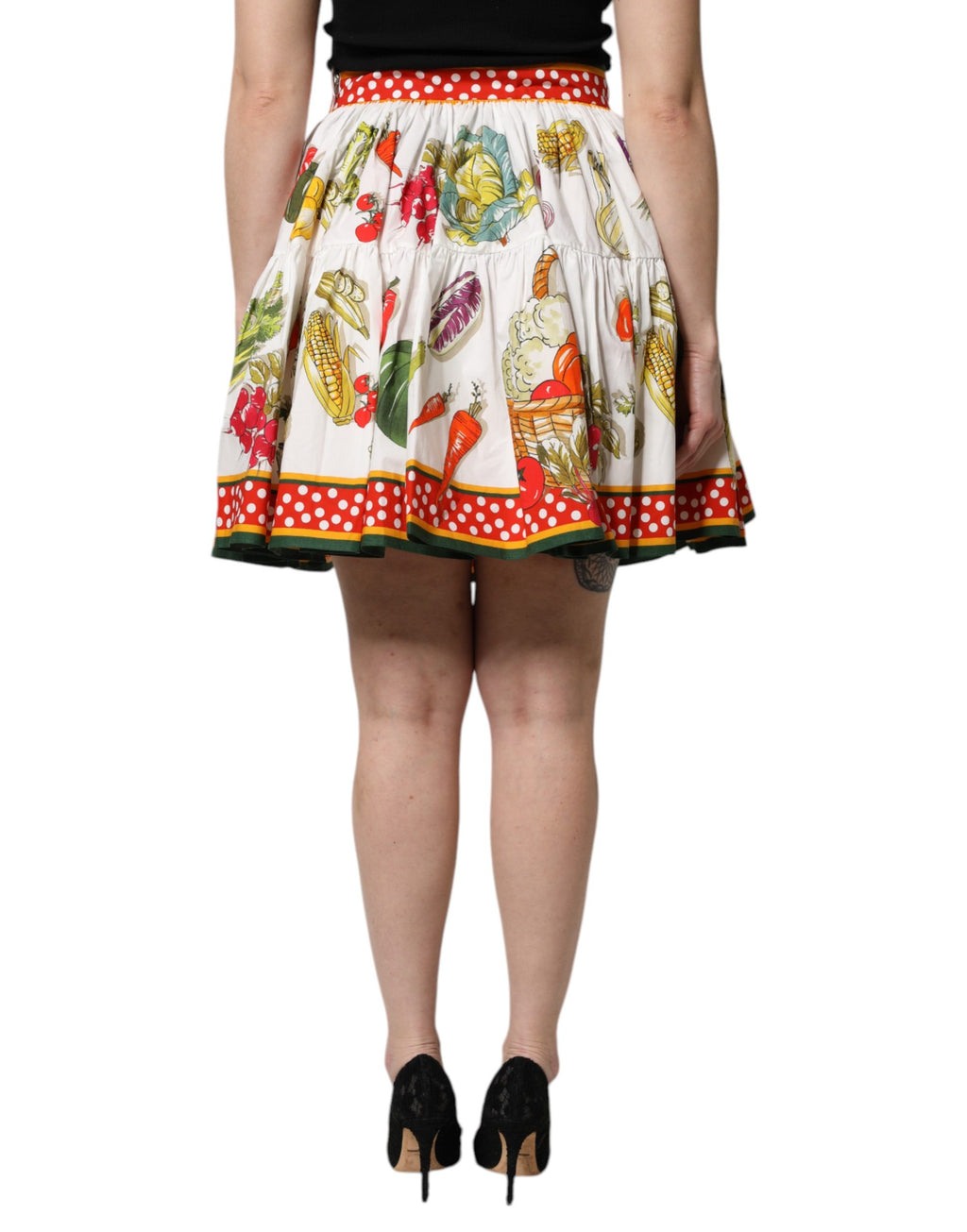 Dolce & Gabbana Multicolor Vegetable Print Short Poplin Mini Skirt