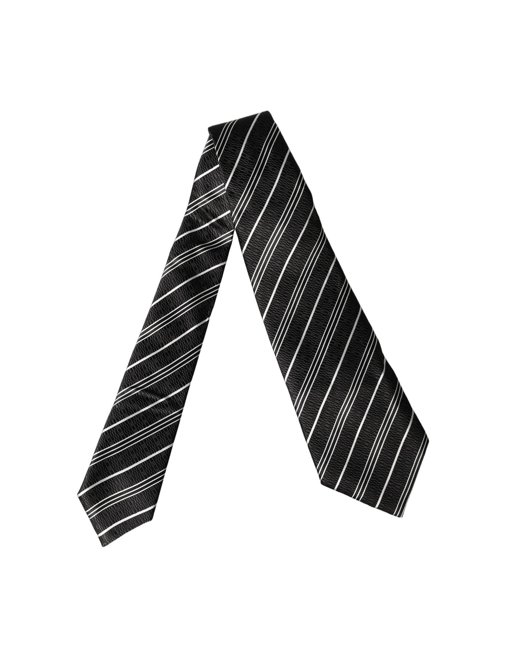 Dolce & Gabbana Dark Gray White Stripes Silk Adjustable Women Necktie Tie