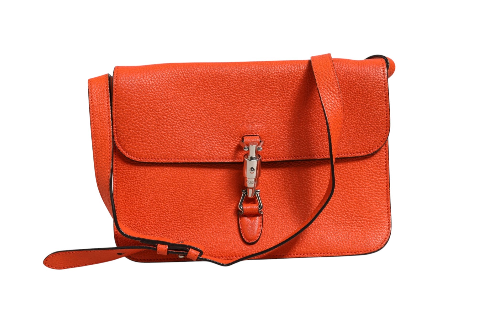 Gucci Jackie Soft Flap Shoulder Bag Leather Orange