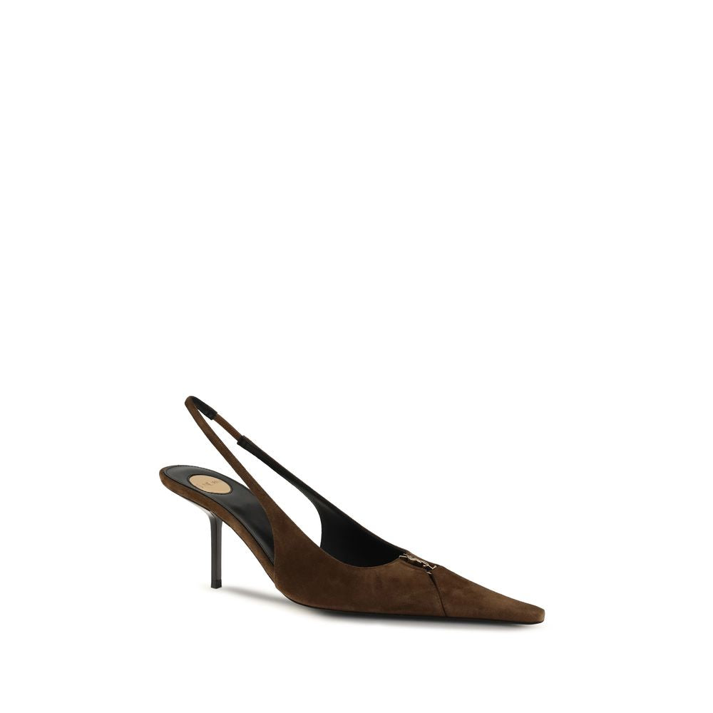Saint Laurent Brown Calf Leather Bos Taurus High Heel Pumps