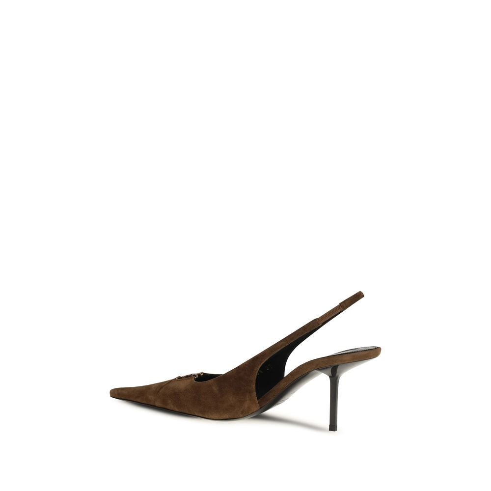 Saint Laurent Brown Calf Leather Bos Taurus High Heel Pumps