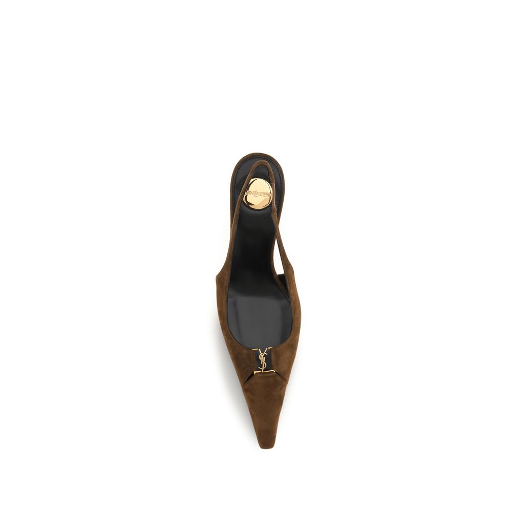 Saint Laurent Brown Calf Leather Bos Taurus High Heel Pumps
