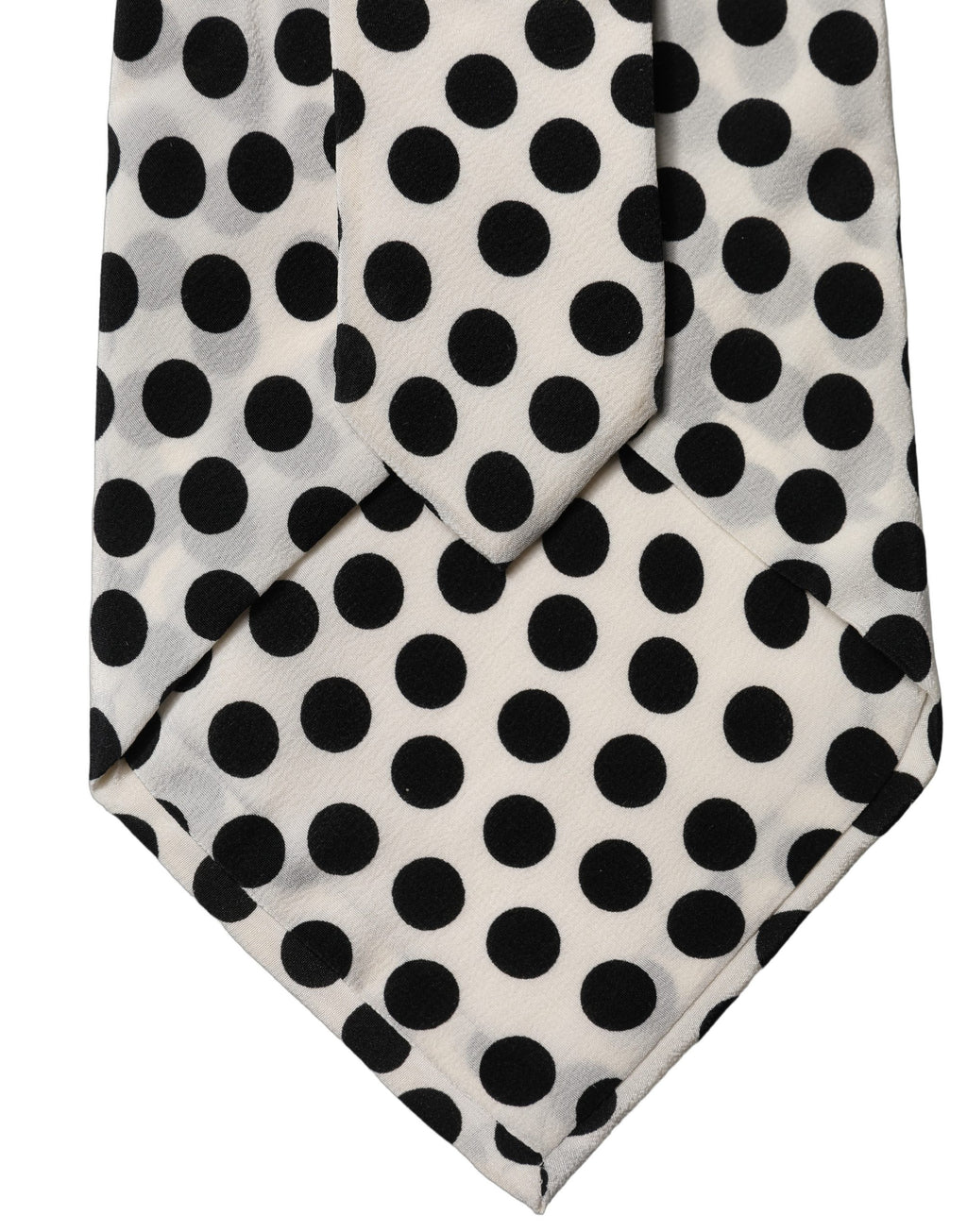 Dolce & Gabbana White Black Polka Dot Silk Adjustable Women Necktie Tie