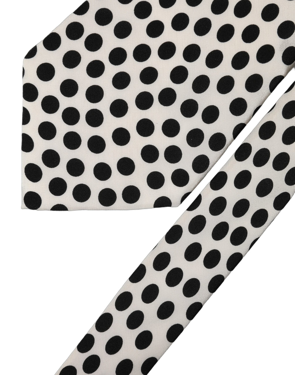 Dolce & Gabbana White Black Polka Dot Silk Adjustable Women Necktie Tie