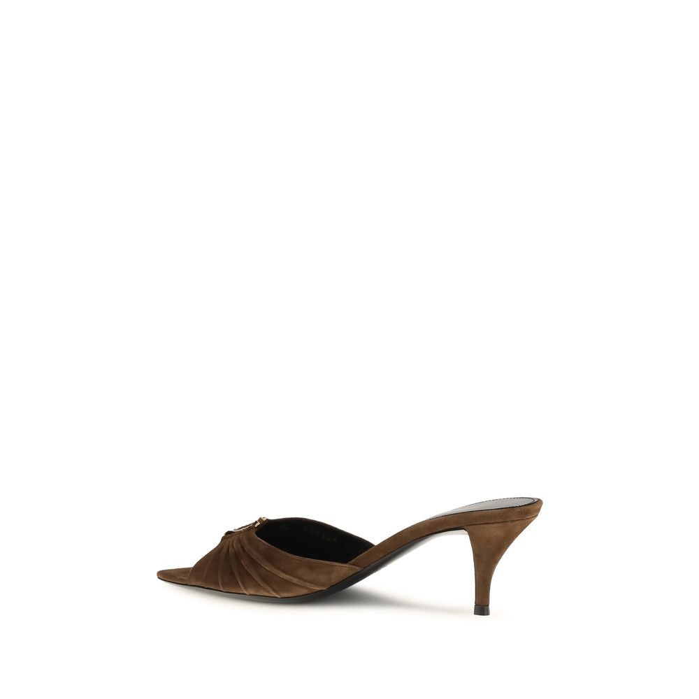 Saint Laurent Brown Calf Leather Bos Taurus Platform Sandals