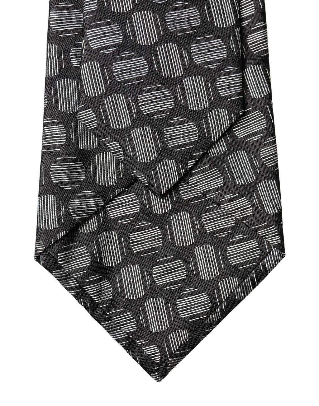 Dolce & Gabbana Dark Gray White Geometric Silk Adjustable Women Necktie Tie