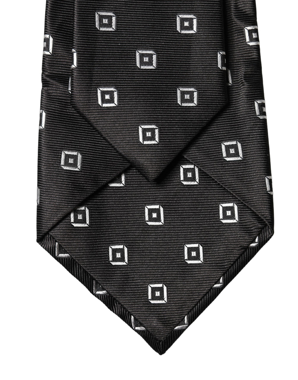 Dolce & Gabbana Dark Gray White Geometric Silk Adjustable Women Necktie Tie