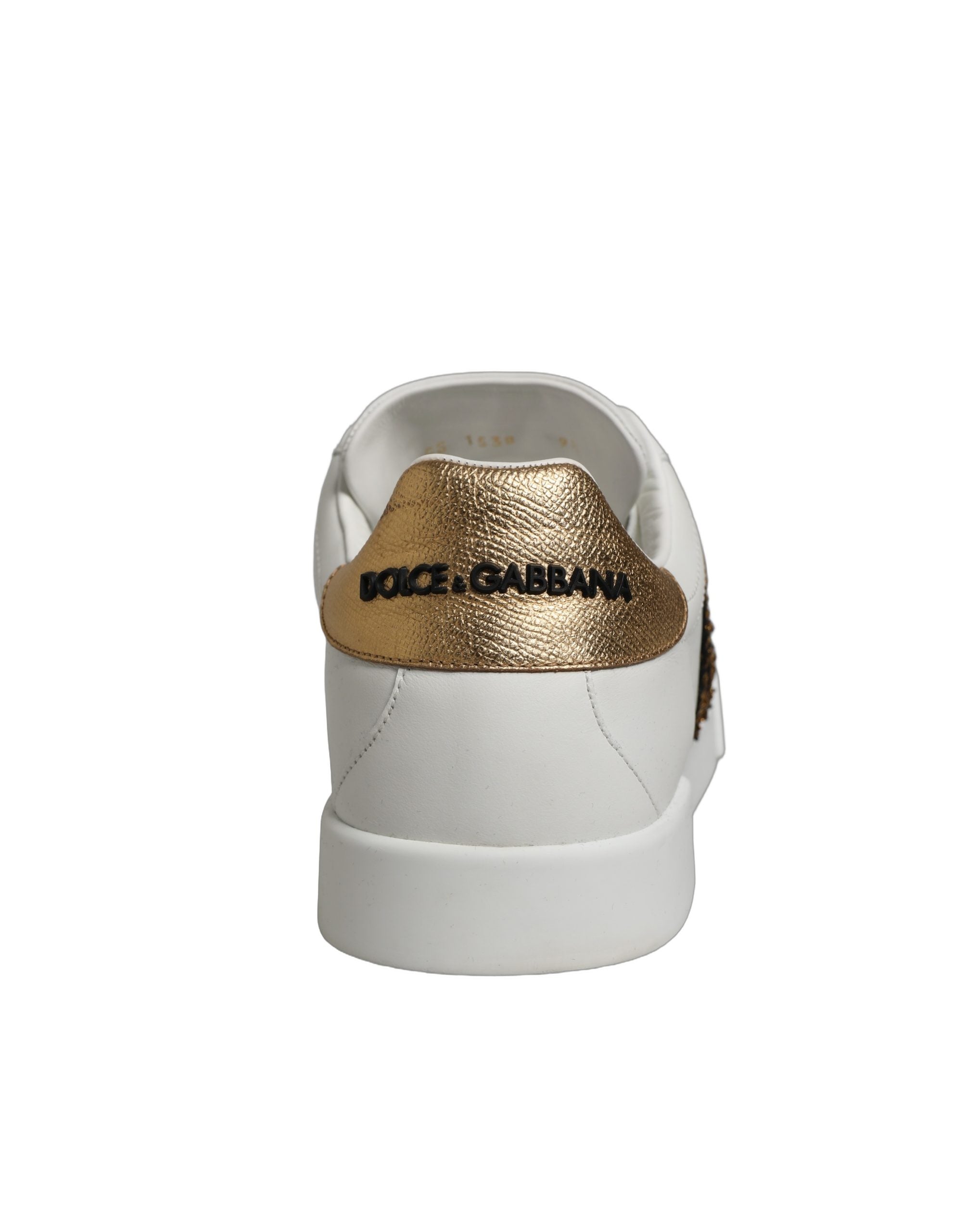 Dolce & Gabbana White Gold Crest Crown Portofino Sneakers Shoes