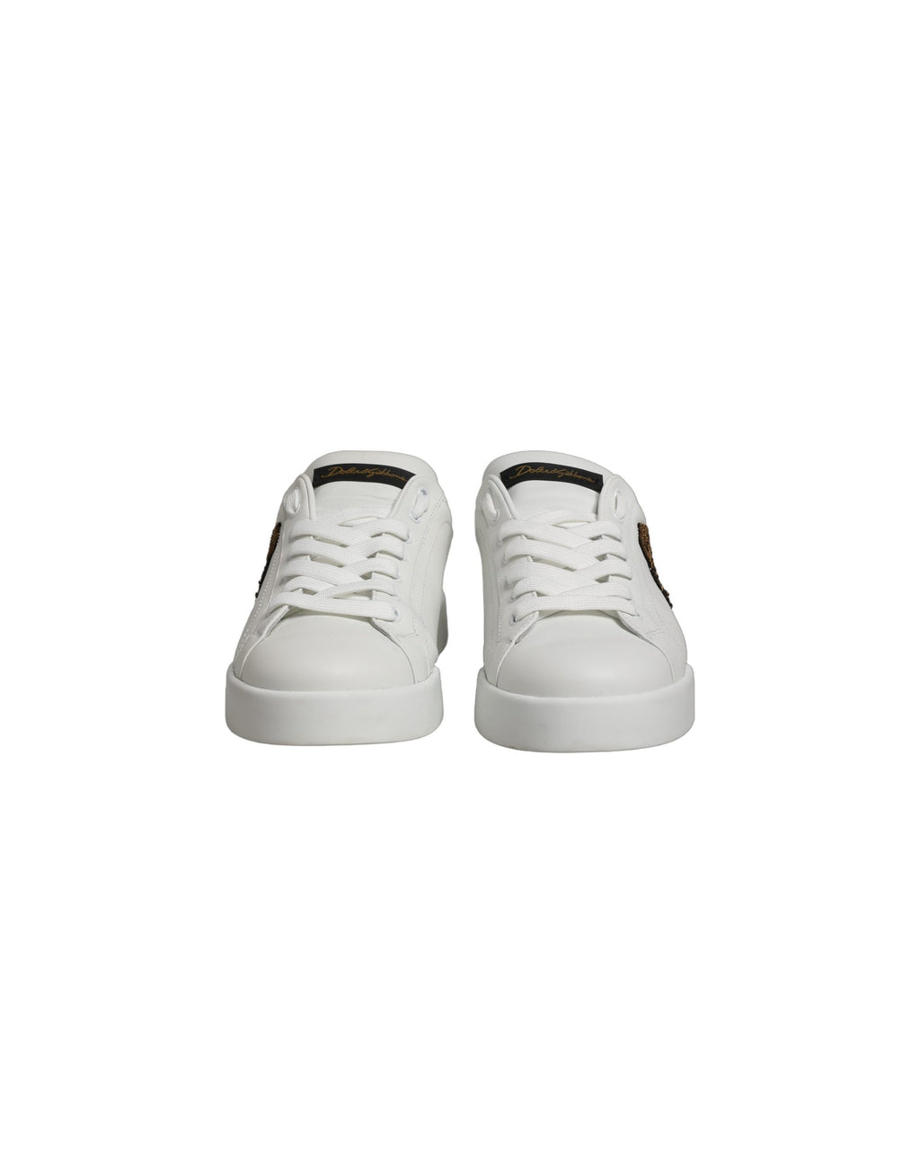 Dolce & Gabbana White Gold Crest Crown Portofino Sneakers Shoes