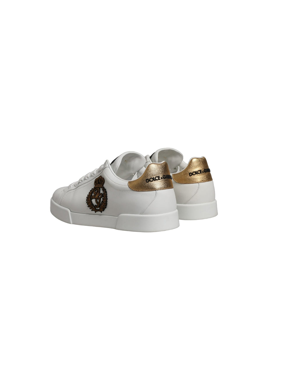 Dolce & Gabbana White Gold Crest Crown Portofino Sneakers Shoes