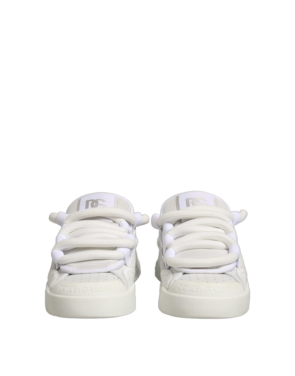 Dolce & Gabbana White Calfskin Leather Low Top Sneakers Shoes