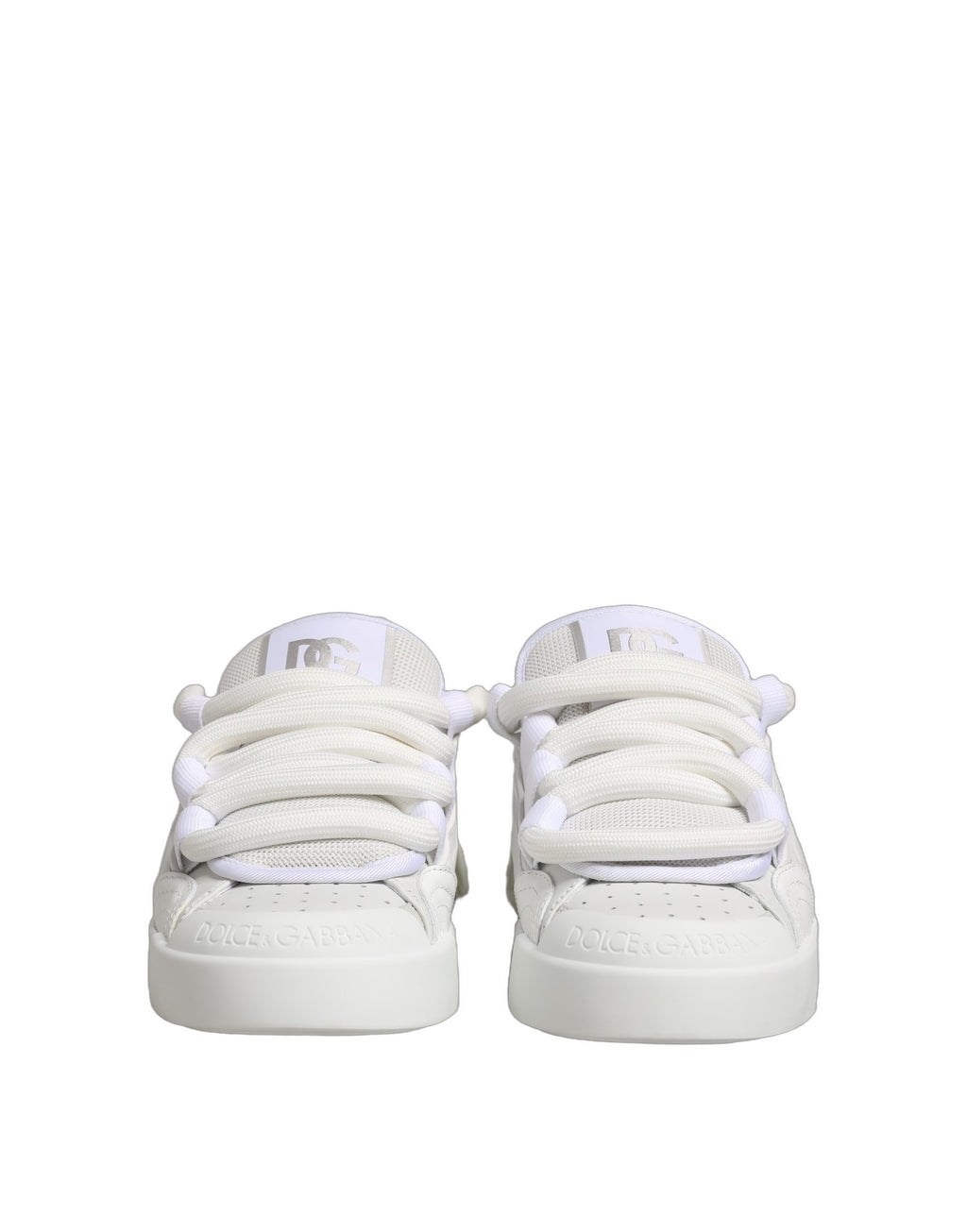 Dolce & Gabbana White Calfskin Leather Low Top Sneakers Shoes