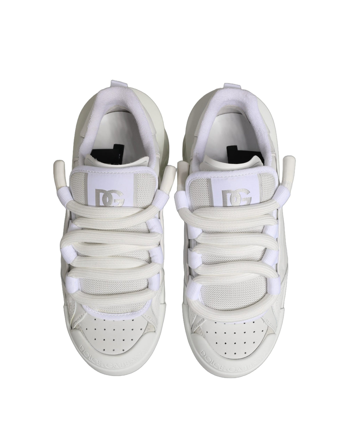 Dolce & Gabbana White Calfskin Leather Low Top Sneakers Shoes