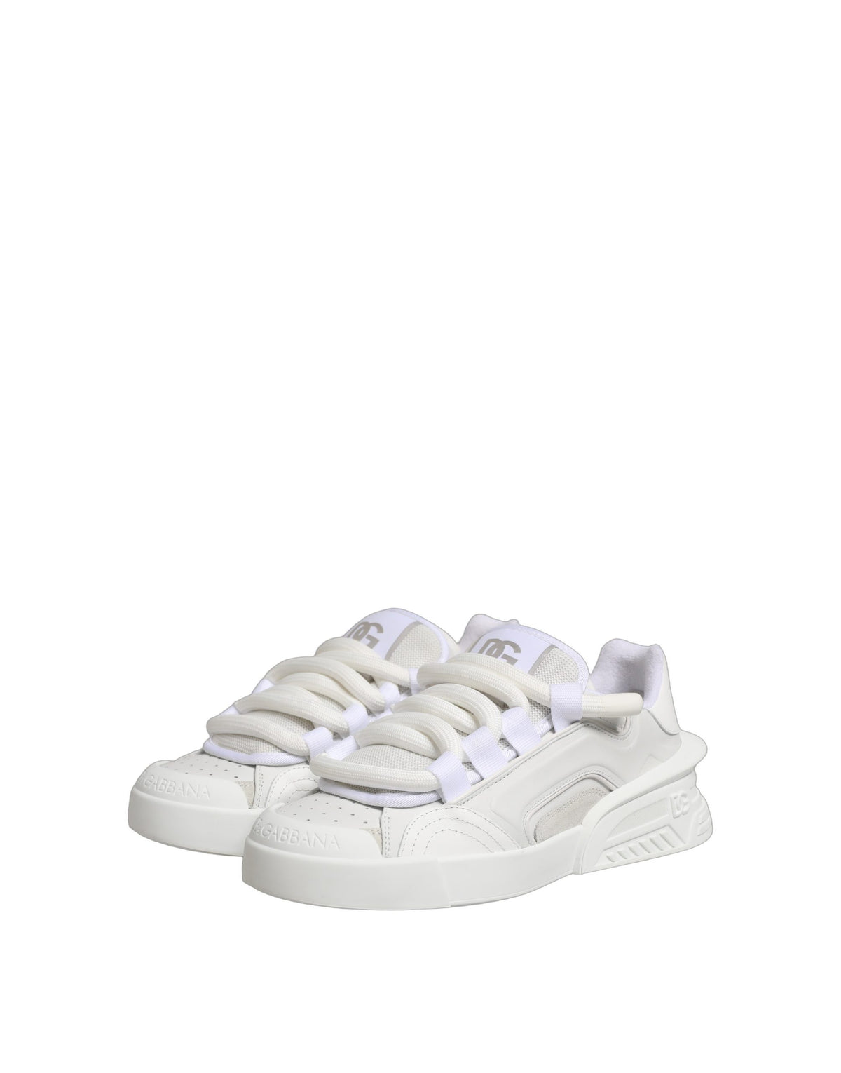 Dolce & Gabbana White Calfskin Leather Low Top Sneakers Shoes