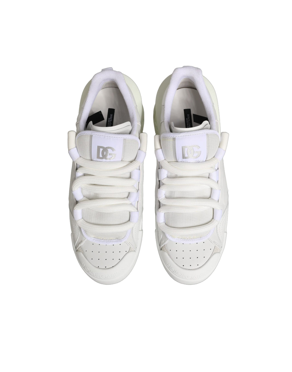 Dolce & Gabbana White Calfskin Leather Low Top Sneakers Shoes