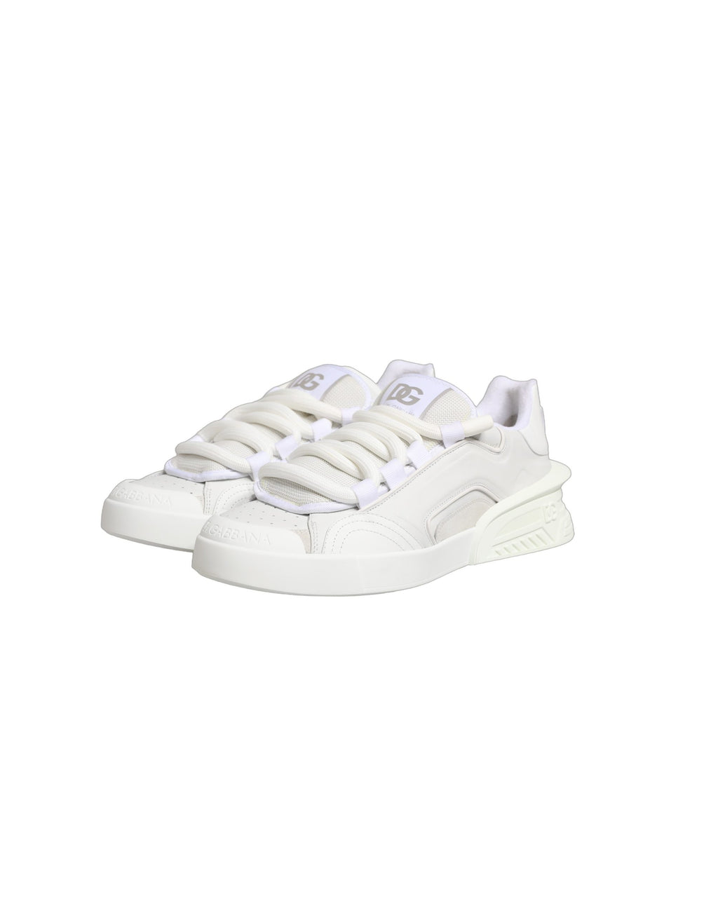 Dolce & Gabbana White Calfskin Leather Low Top Sneakers Shoes