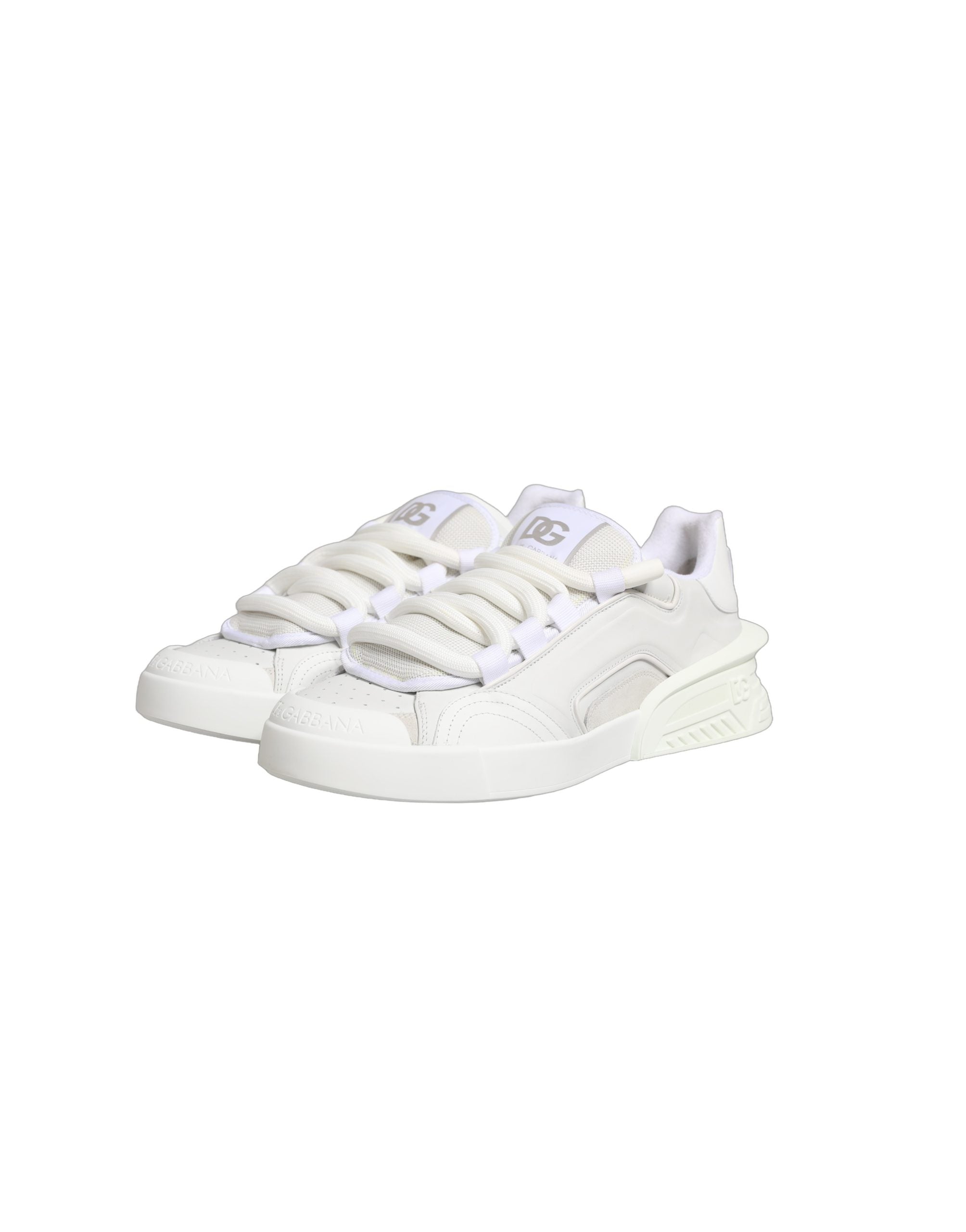 Dolce & Gabbana White Calfskin Leather Low Top Sneakers Shoes