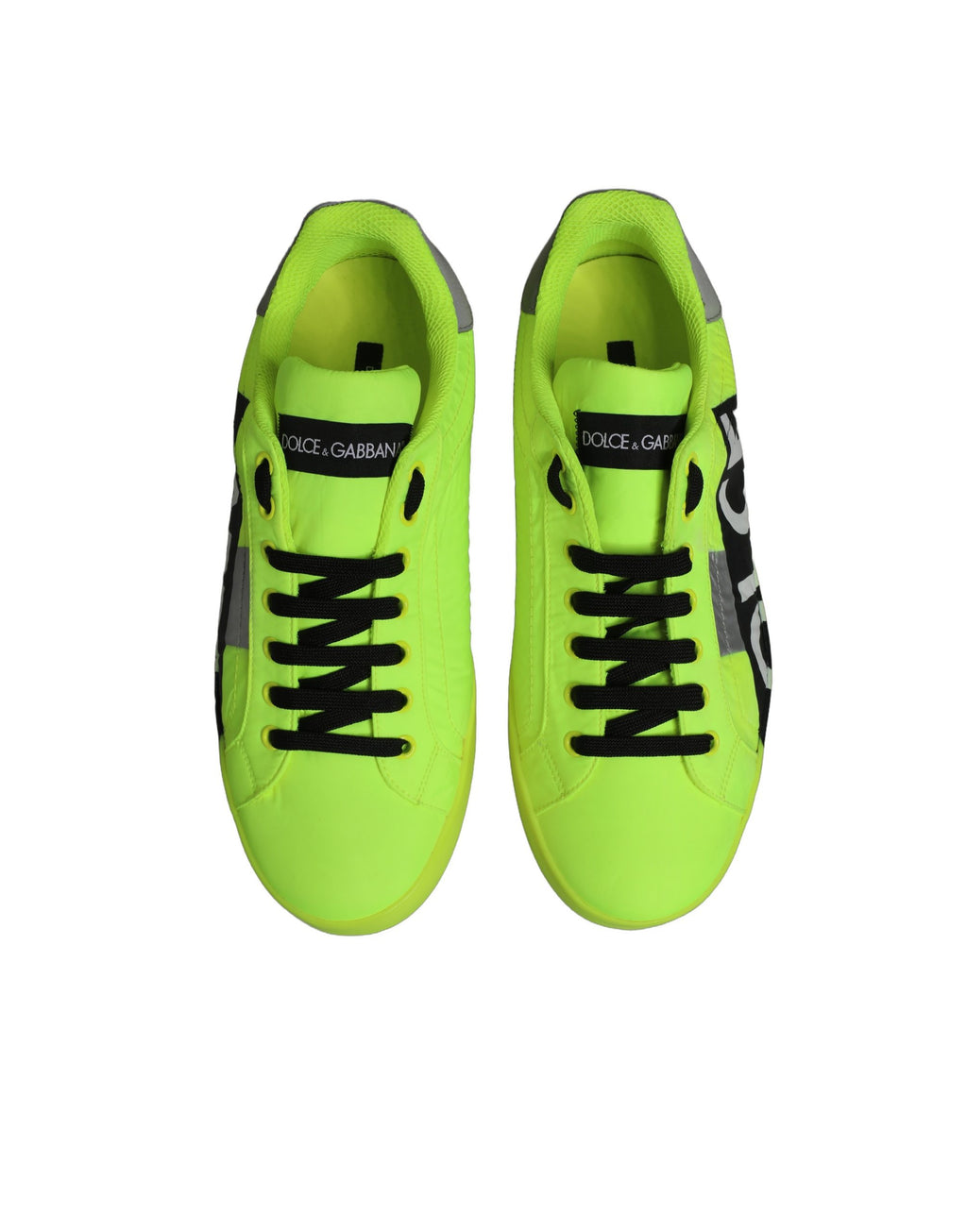 Dolce & Gabbana Green Logo Tape Low Top Portofino Sneakers Shoes