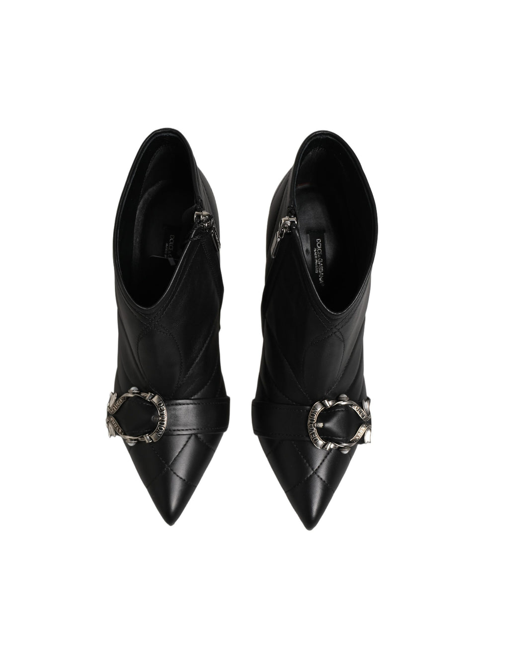 Dolce & Gabbana Black Devotion Quilted Buckled Boots Shoes