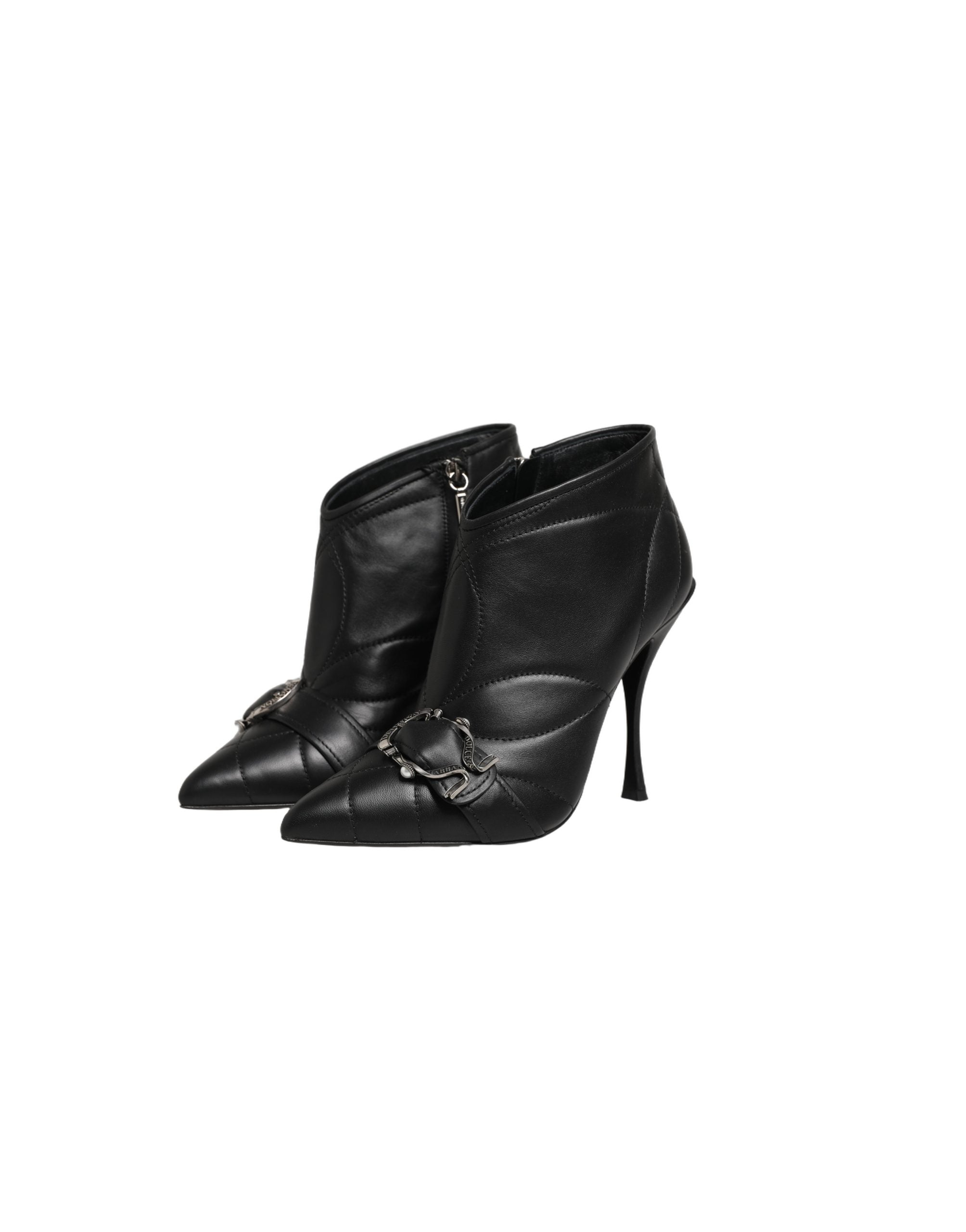 Dolce & Gabbana Black Devotion Quilted Buckled Boots Shoes