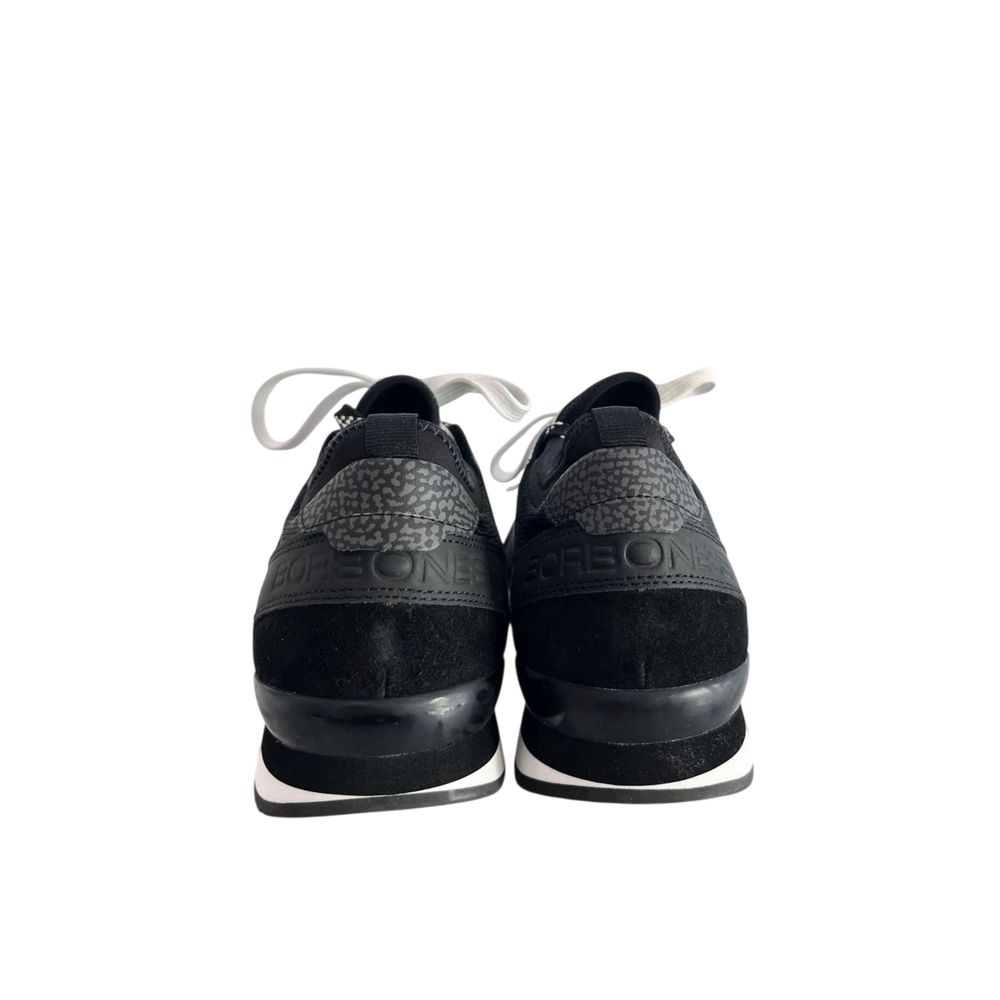 Borbonese Black Leather Men Sneaker