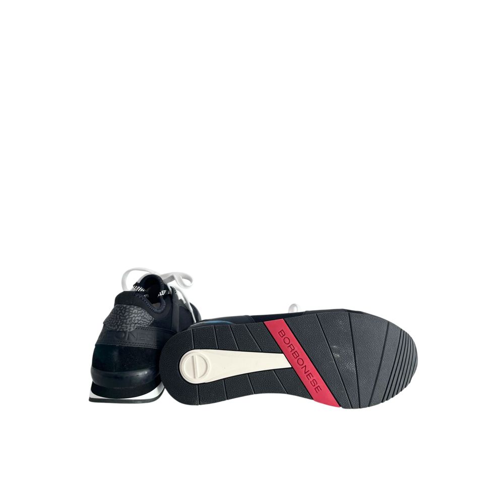 Borbonese Black Leather Men Sneaker