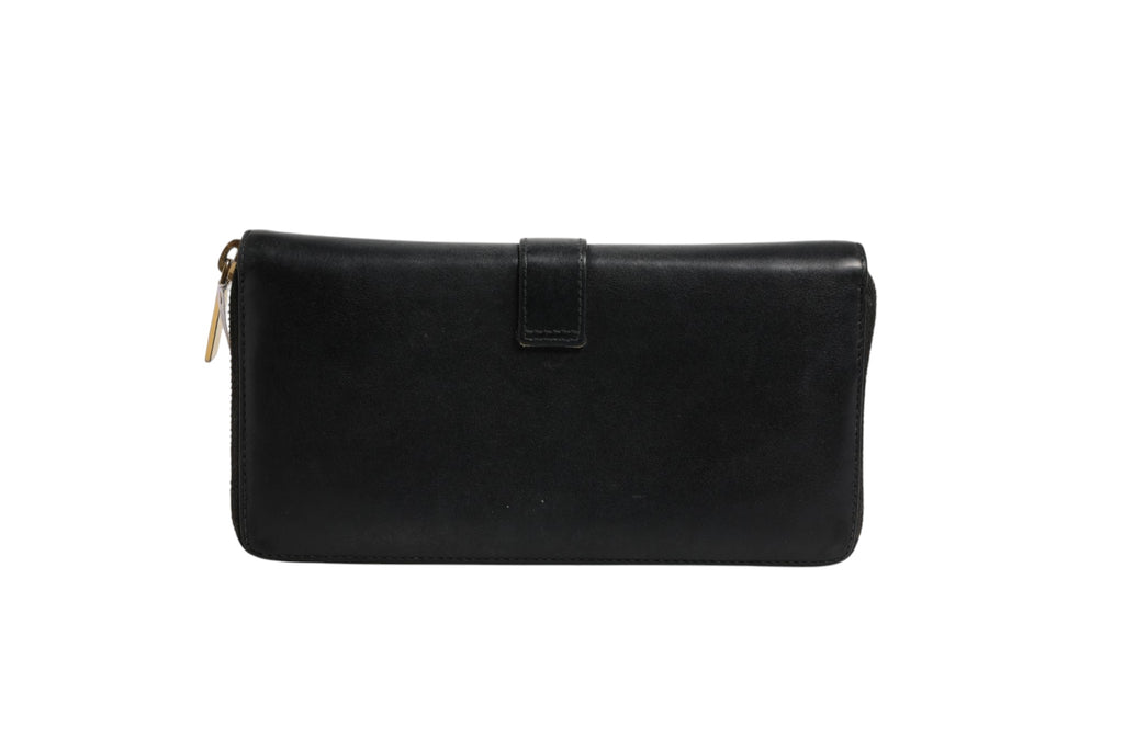 Saint Laurent Black and Gold leather logo zip wallet
