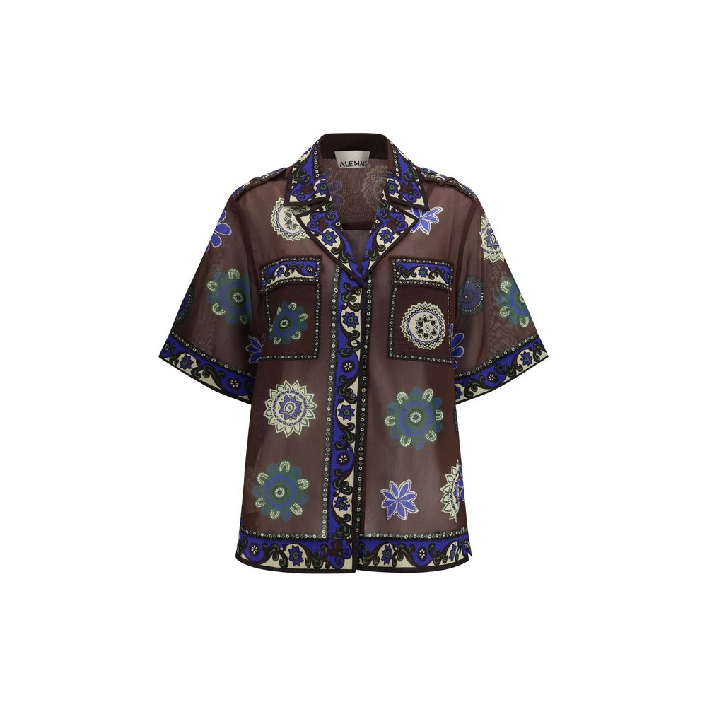 Alemais Brown Ramie Pattern Shirt