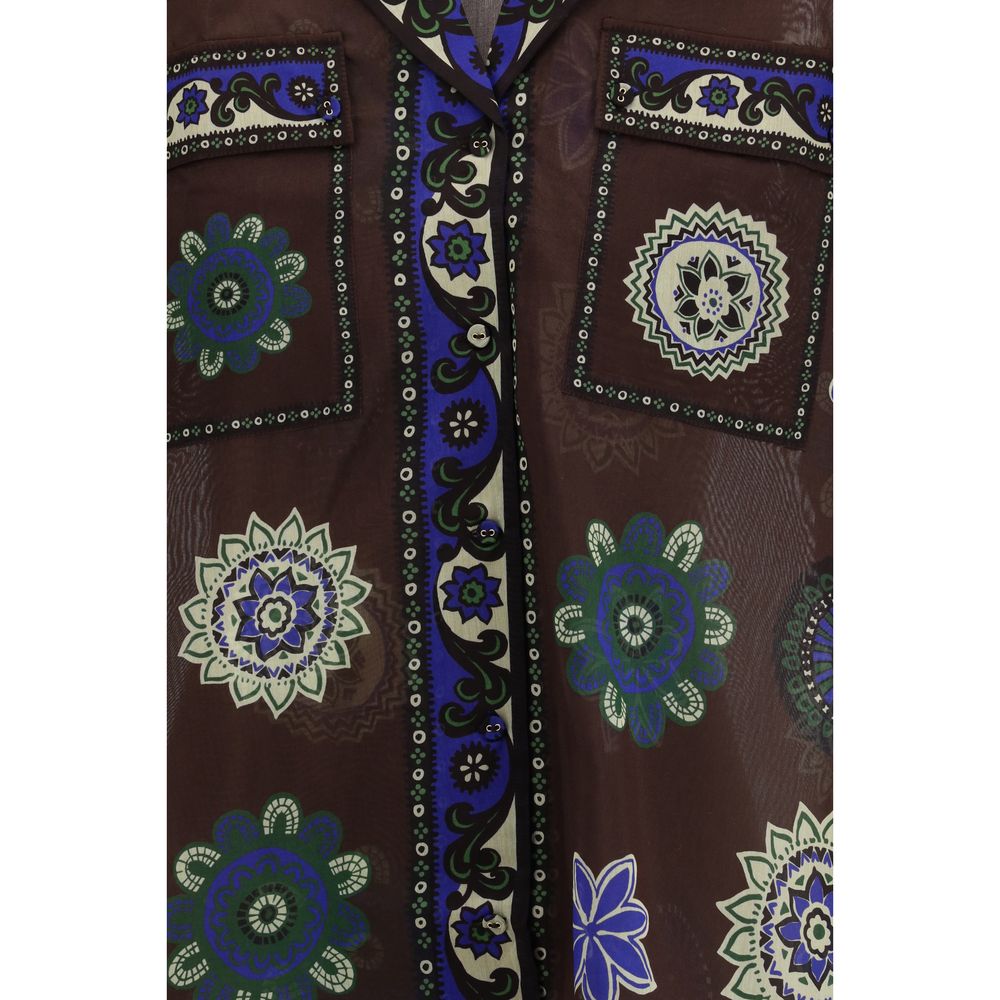 Alemais Brown Ramie Pattern Shirt